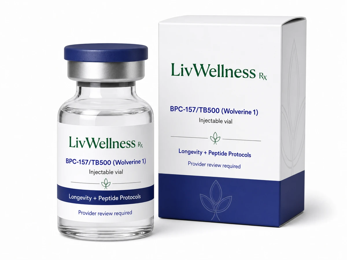 LivWellness Rx BPC-157/TB500 (Wolverine 1) product packaging.