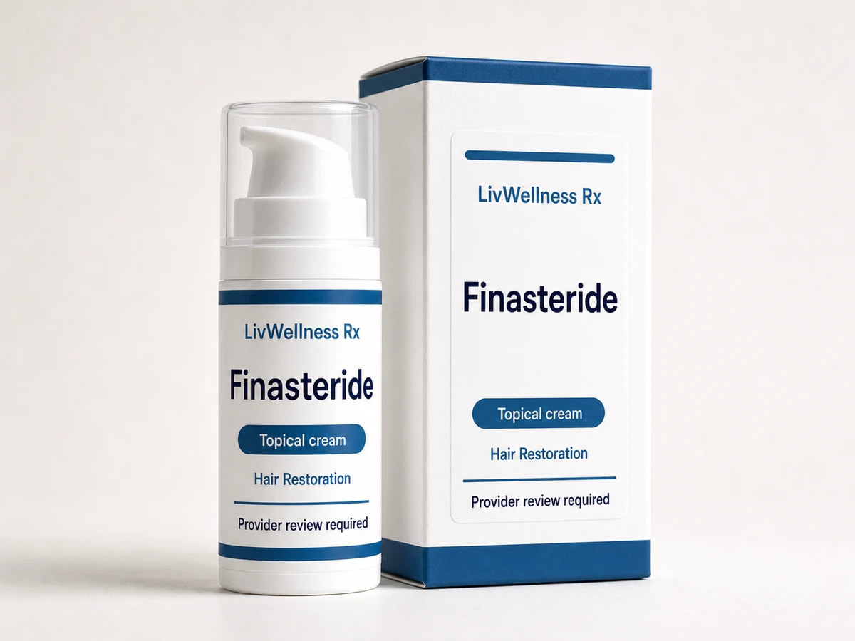 LivWellness Rx Finasteride product packaging.