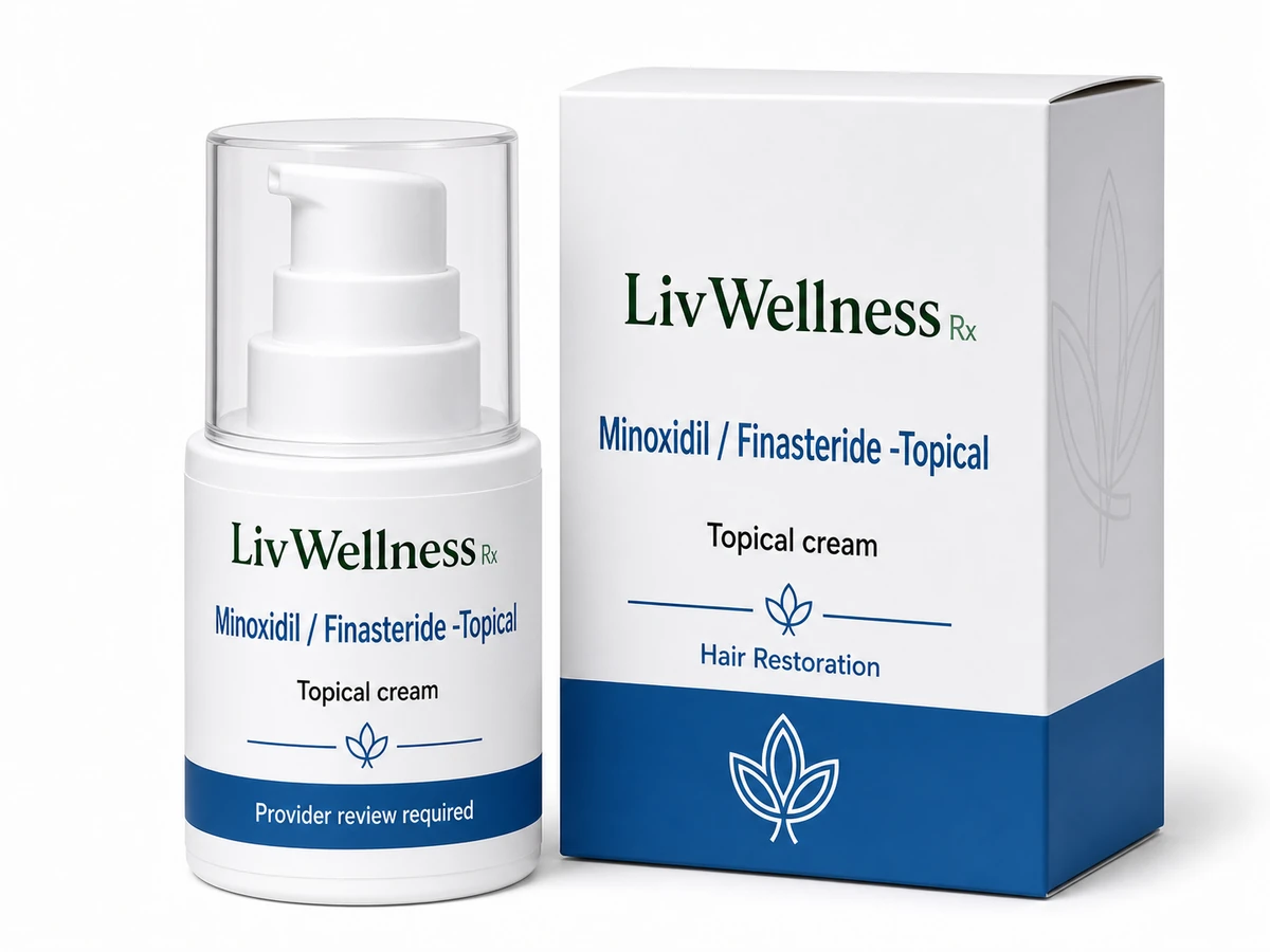 LivWellness Rx Minoxidil / Finasteride -Topical product packaging.