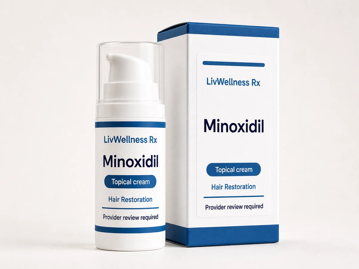 LivWellness Rx Minoxidil product packaging.
